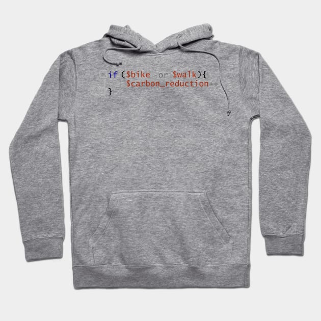 Bike or Walk PowerShell  if statement code snippet - Carbon reduction Hoodie by LuneFolk